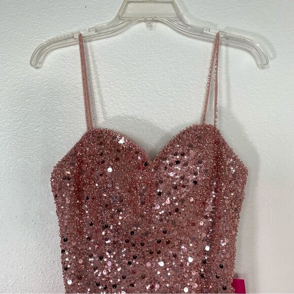 NWT GB Light Pink Sequin Homecoming Hoco Party Cocktail Dress Dillards Size 7 - Picture 2 of 9